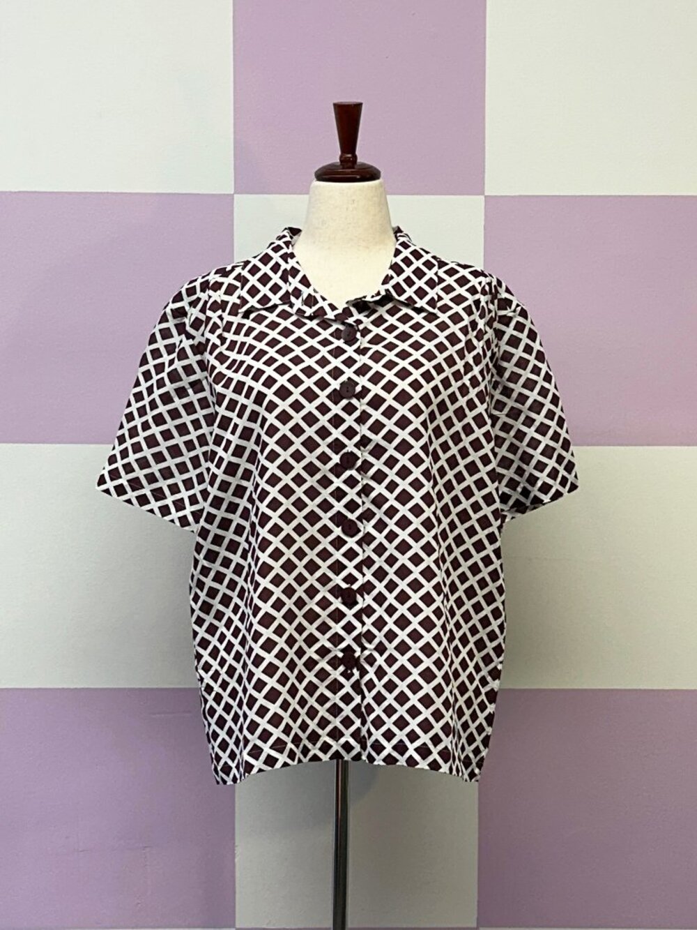 DOOPS DESIGNS (Australia) Lattice / Basket Weave Shirt - Deep Mahogany Brown XL